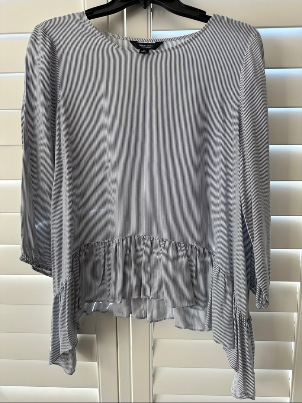 Simply Vera Vera Wang Light Blue Striped Ruffle-Hem Tunic